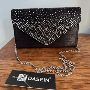 Dasein Black Satin Clutch